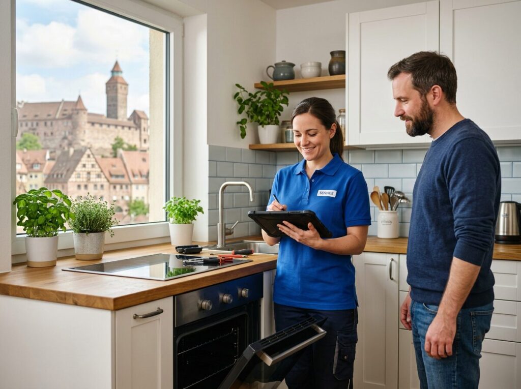 Backofen-Reparatur in Nürnberg: Kundendienst-Einsatz in der Wohnung, Blick auf die Kaiserburg