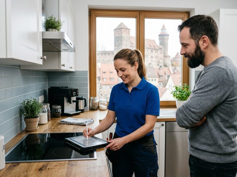 Kochfeld-Reparatur in Nürnberg: Kundendienst-Einsatz in der Wohnung, Blick auf die Kaiserburg