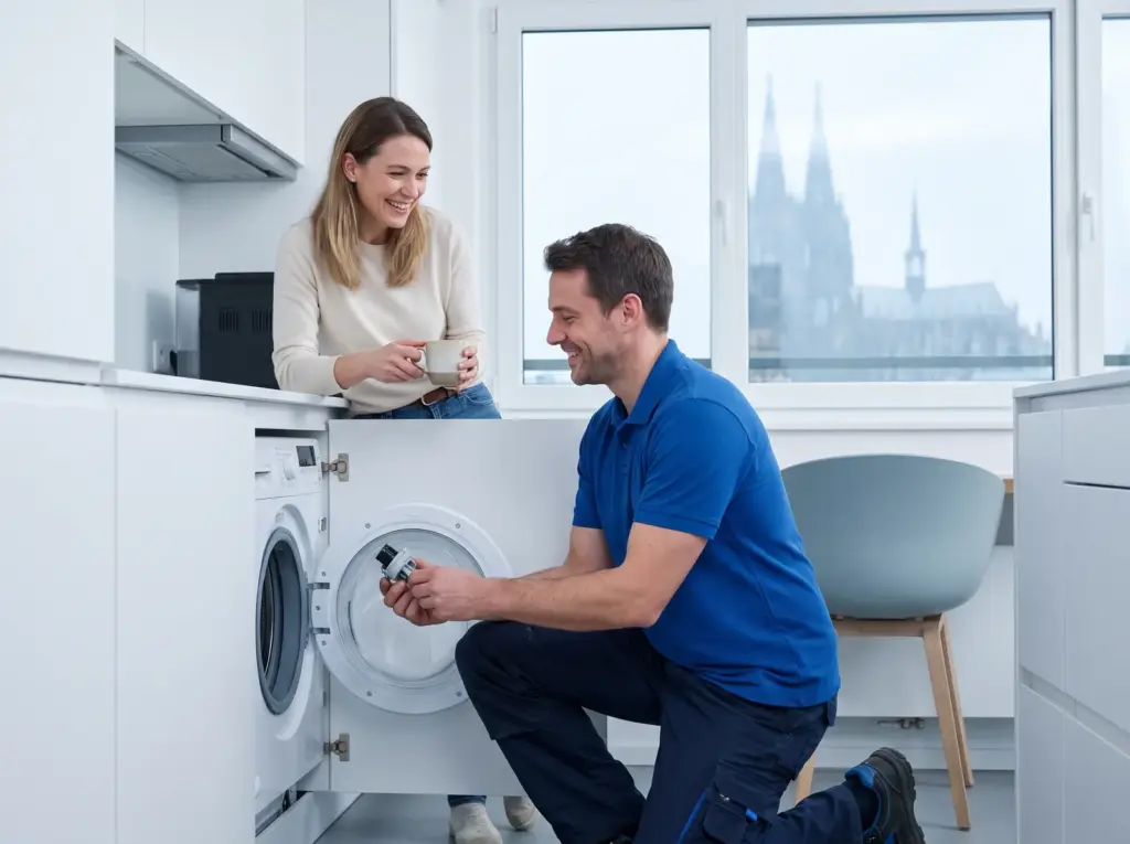 Waschmaschinen-Reparatur in Köln – DIGIZT Kundendienst vor Ort, Kölner Dom im Fenster